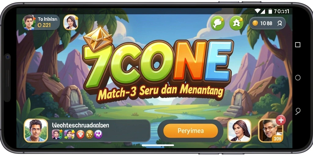 Screenshot <strong>7CONE</strong> menunjukkan gameplay seru dengan kombinasi warna-warni.