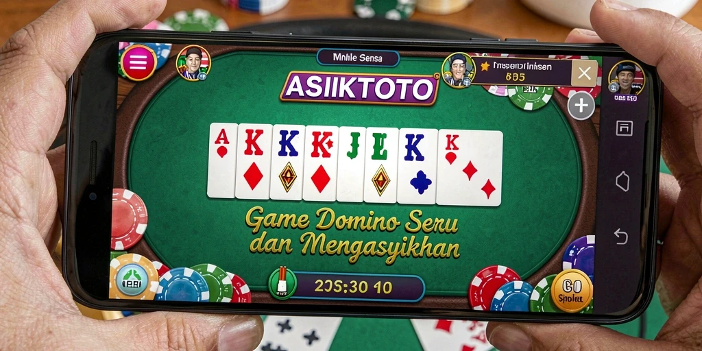 Menampilkan gameplay seru dari permainan Domino ASIKTOTO.