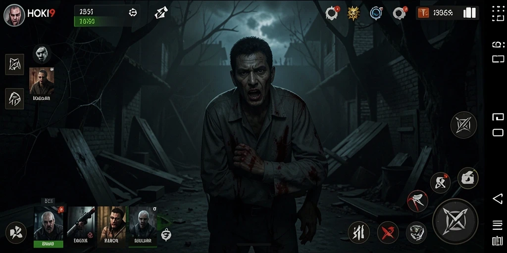 Tampilan menegangkan dari gameplay HOKI9 yang kelam dan menyeramkan.