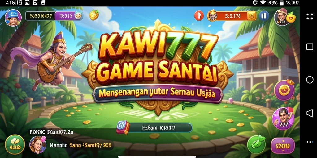 Tampilan gameplay KAWI777 yang ceria dan menghibur.