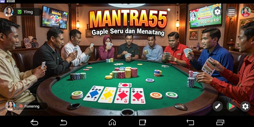 Screenshot MANTRA55 menampilkan gameplay Gaple yang seru.