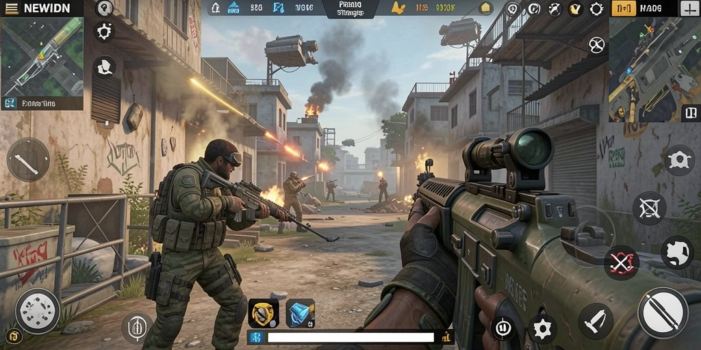 Tangkapan layar dari gameplay intens NEWIDN menunjukkan aksi pertempuran yang mendebarkan.