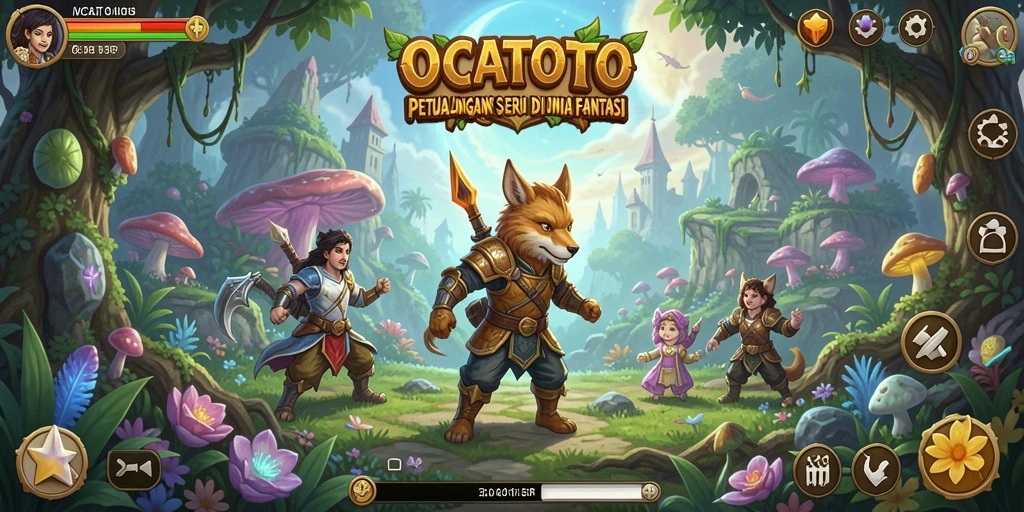 Screenshot menampilkan karakter utama menjelajahi hutan magis di OCATOTO.