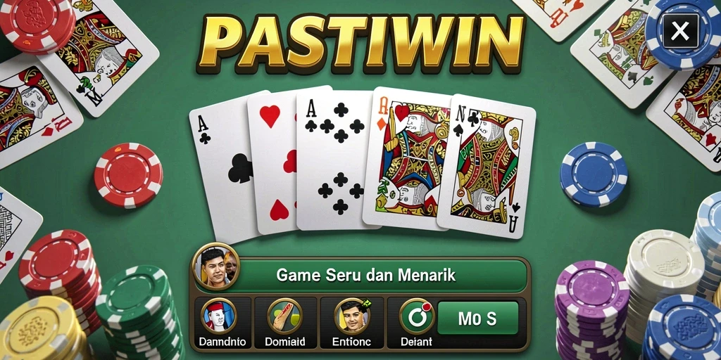 Tampilan gameplay seru di PASTIWIN dengan kartu domino.