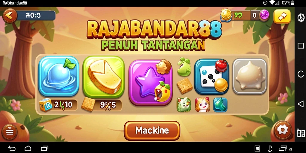 Screenshot gameplay RAJABANDAR88 dengan aksi mencocokkan buah.