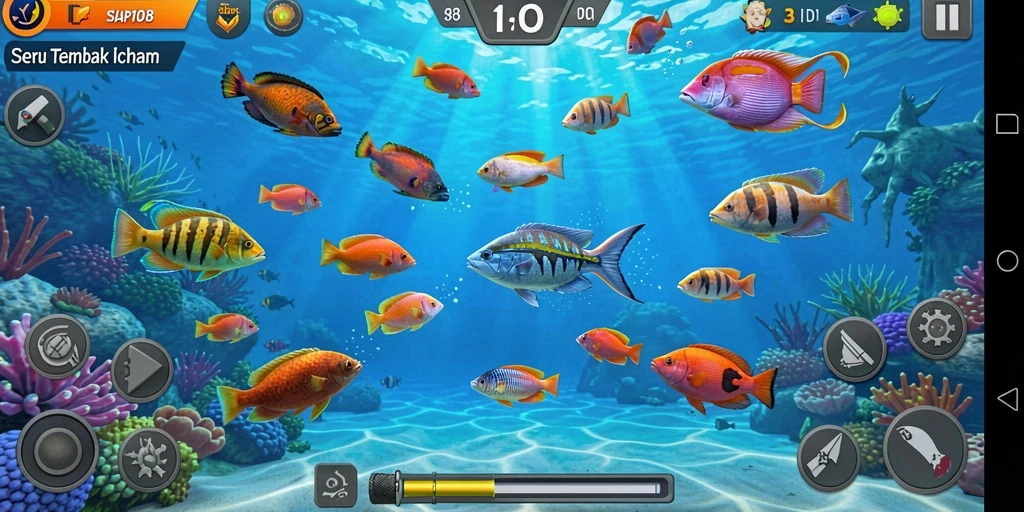 Tampilan gameplay SIAP108 dengan aksi menembak ikan.