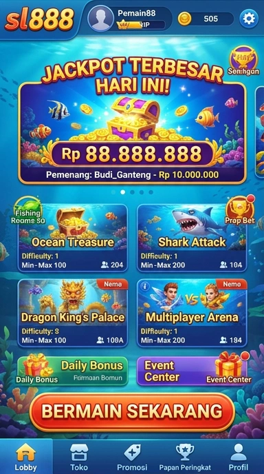 Tampilan antarmuka utama sl888 yang ramah pengguna.